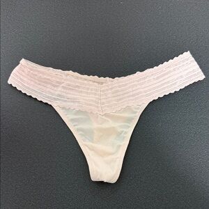 Lace Trim Thong Panty in pink